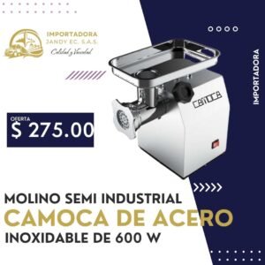 MOLINO SEMIINDUSTRIAL CAMOCA DE ACERO INOXIDABLE DE 600 W