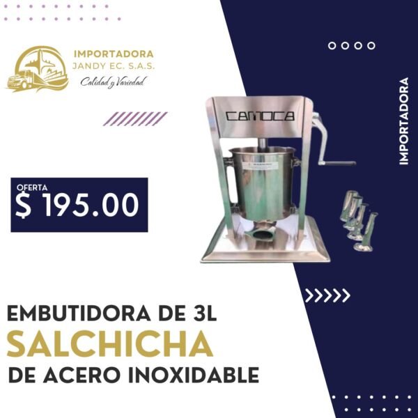 EMBUTIDORA DE 3L SALCHICHA DE ACERO INOXIDABLE