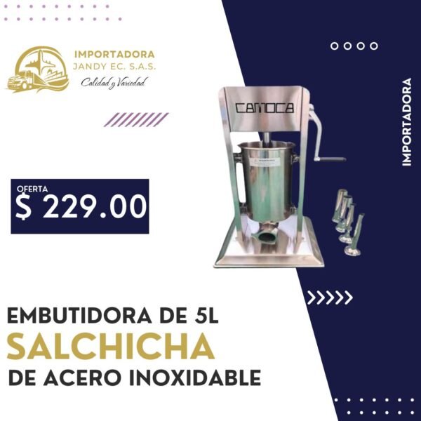 EMBUTIDORA DE 5L SALCHICHA DE ACERO INOXIDABLE