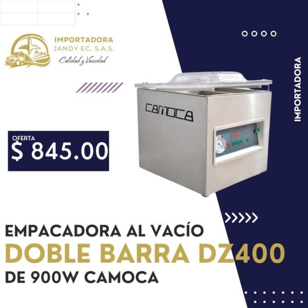 EMPACADORA AL VACÍO DOBLE BARRA DZ400 DE 900W CAMOCA
